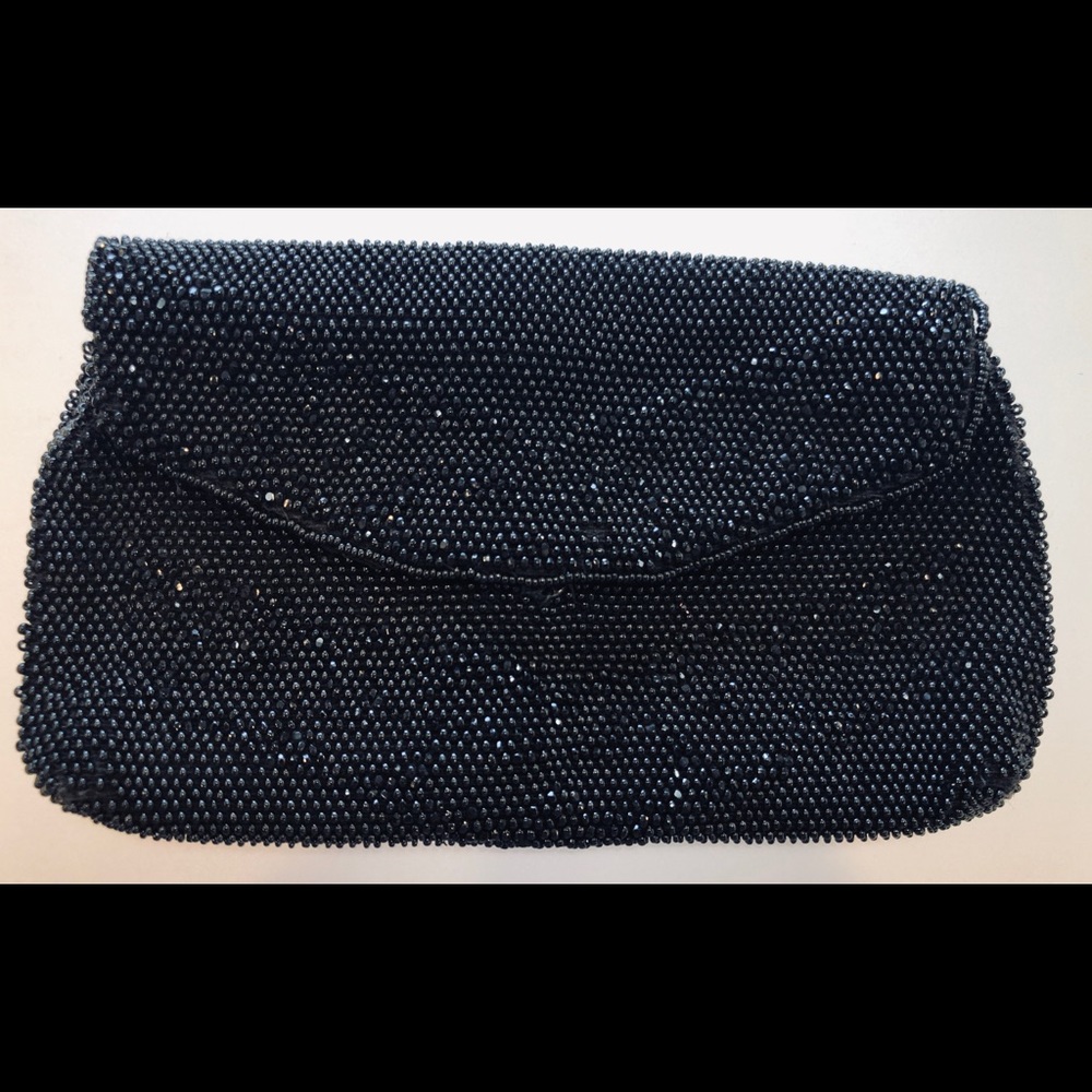 Vintage 1920’s black beaded belt bag